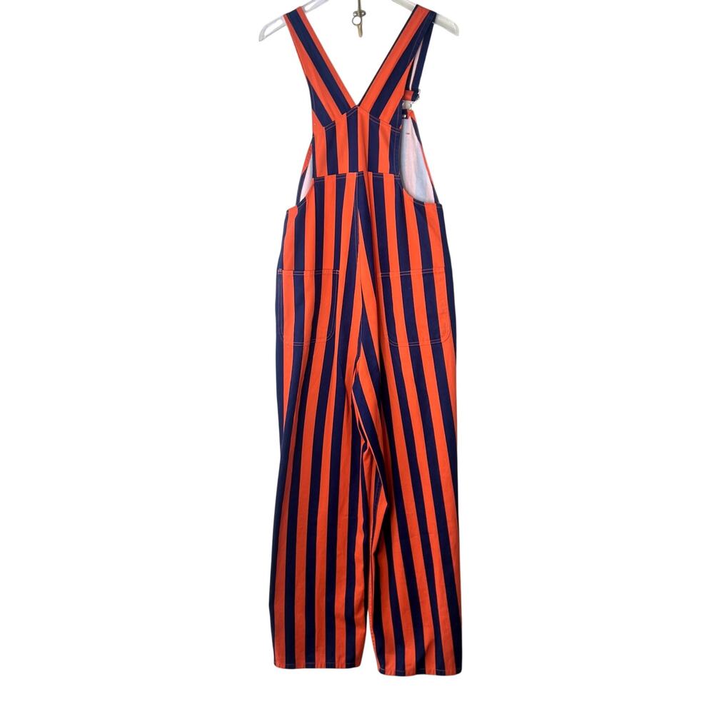 GAME BIBS Orange Navy Blue Striped Overalls Unisex SMALL Broncos Bears Knicks - Picture 6 of 7